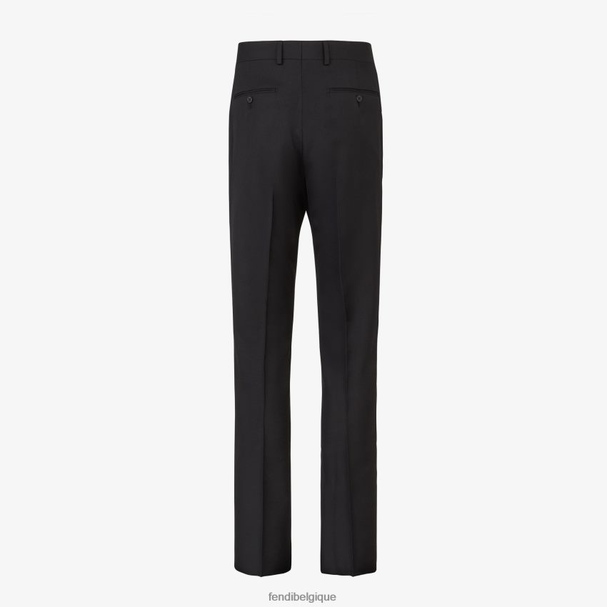 vêtements Fendi pantalon en laine de soie noir hommes 8X8J2J2068 Fendi Sac