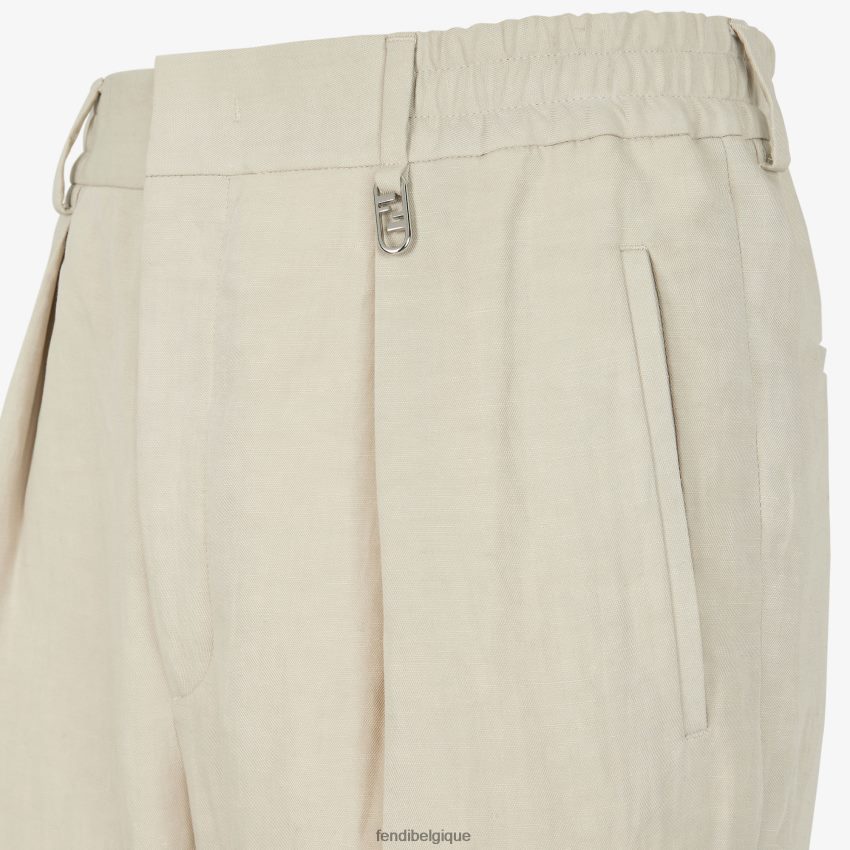 vêtements Fendi pantalon en lin gris hommes 8X8J2J1916 Fendi Belgique