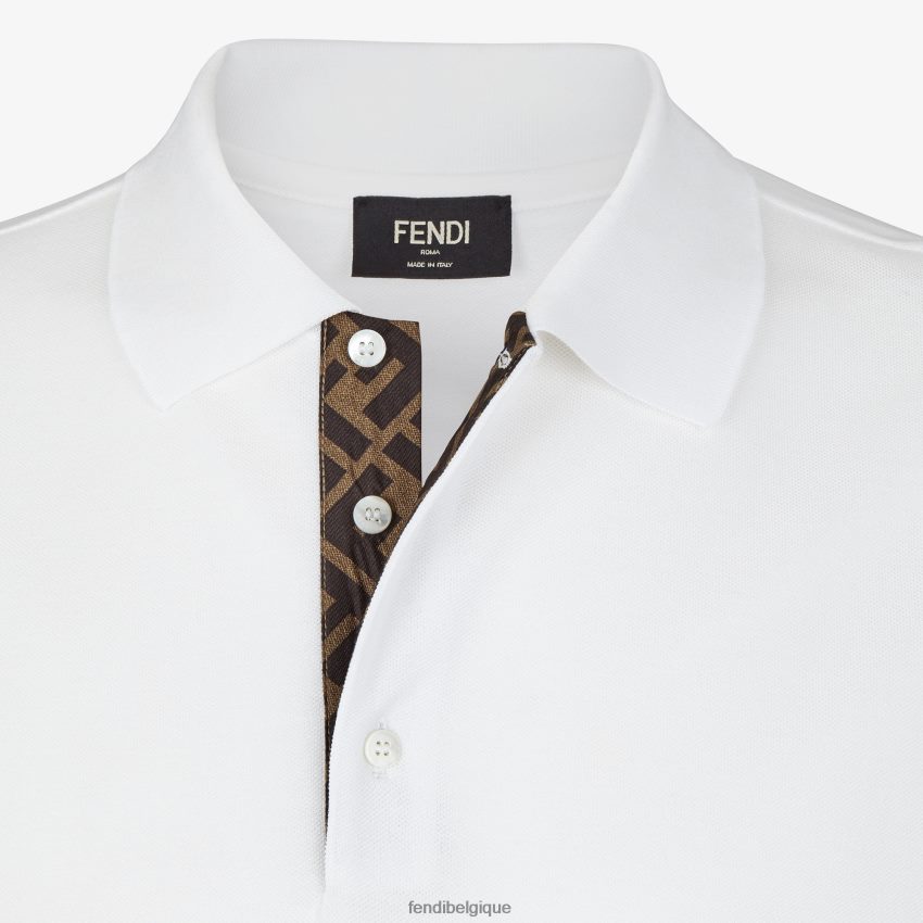 vêtements Fendi polo piqué blanc hommes 8X8J2J2171 Fendi Belgique