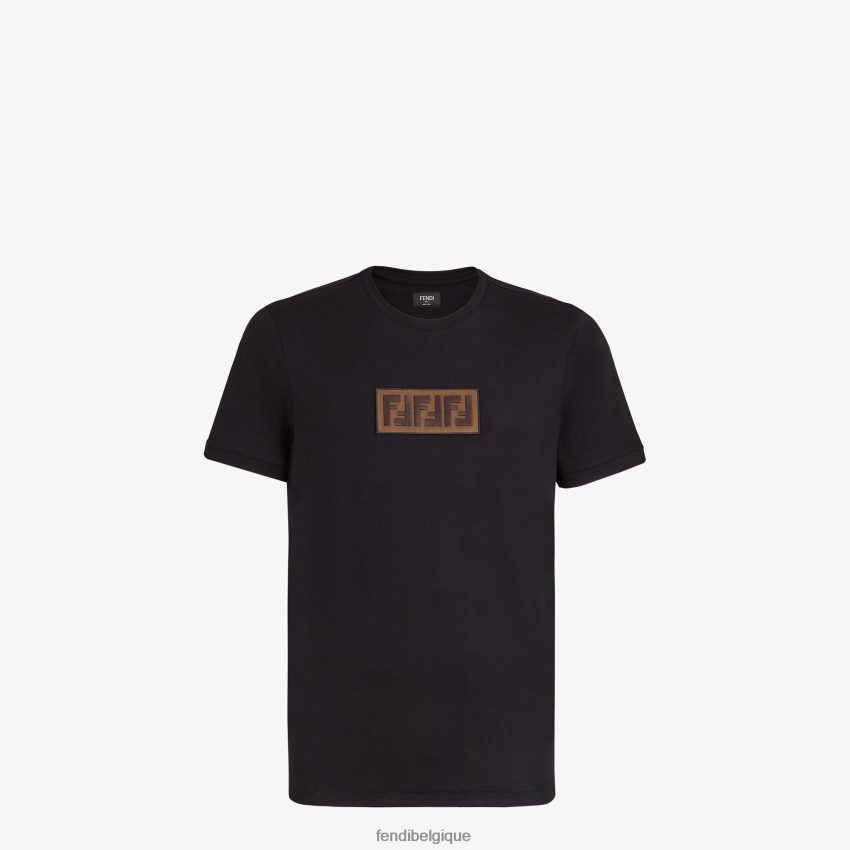 vêtements Fendi t-shirt en coton noir hommes 8X8J2J1936 Fendi Sac