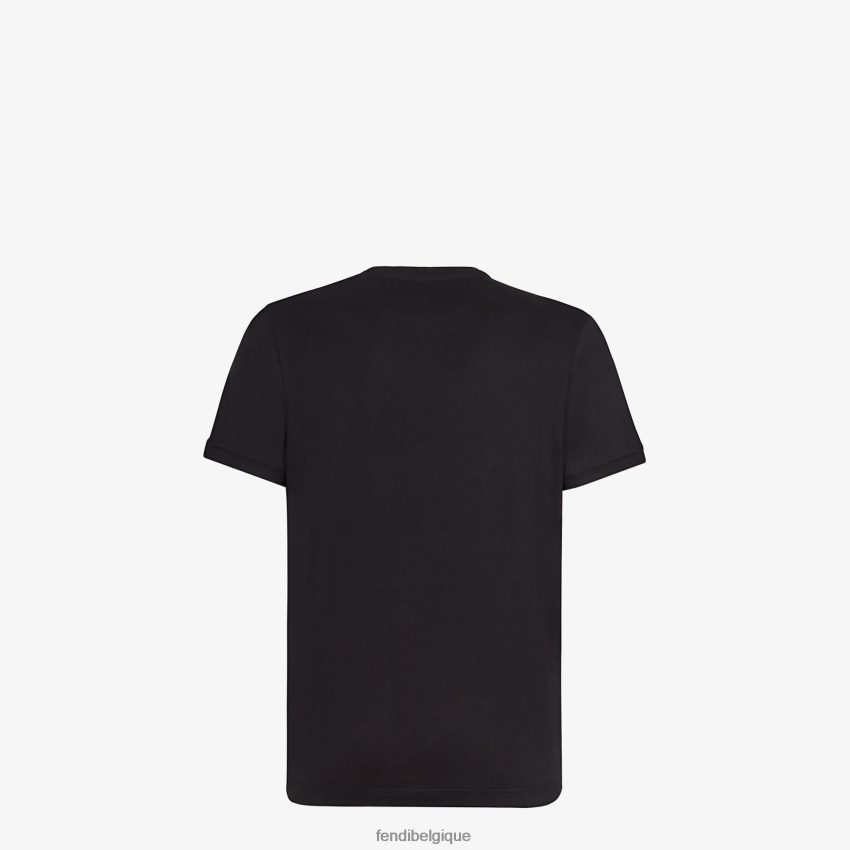 vêtements Fendi t-shirt en coton noir hommes 8X8J2J1936 Fendi Sac
