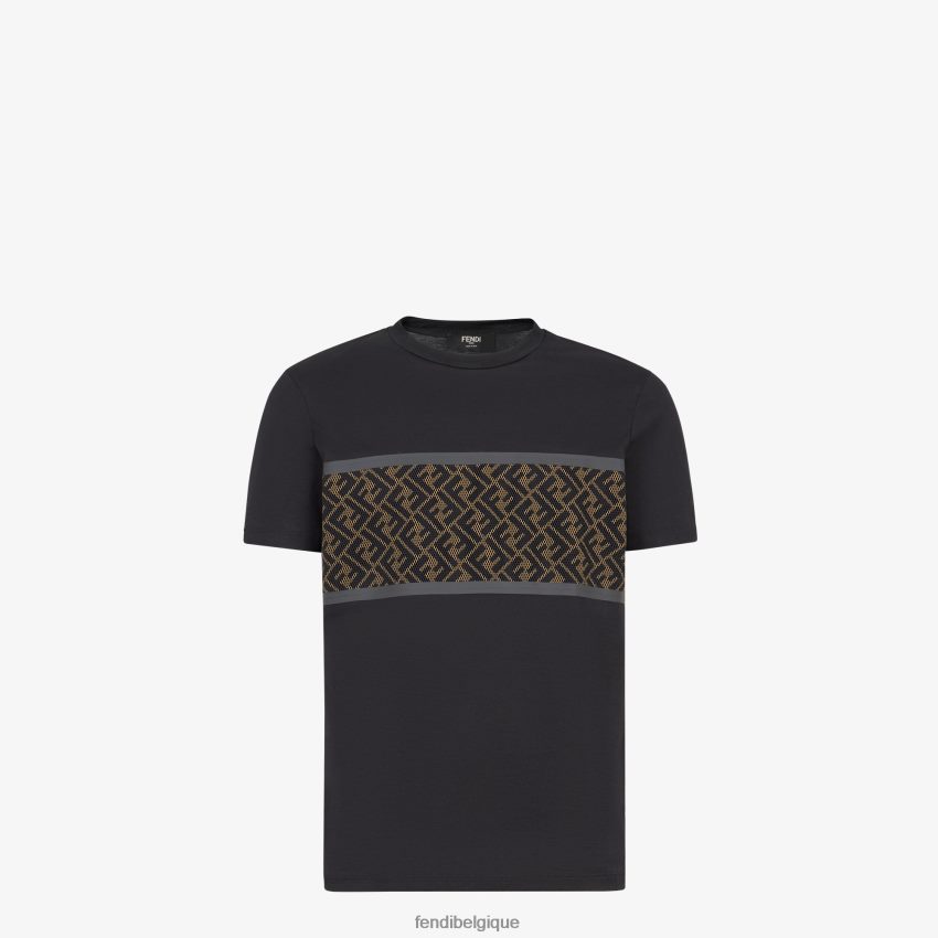 vêtements Fendi t-shirt en coton noir hommes 8X8J2J1989 Fendi Lunette De Soleil