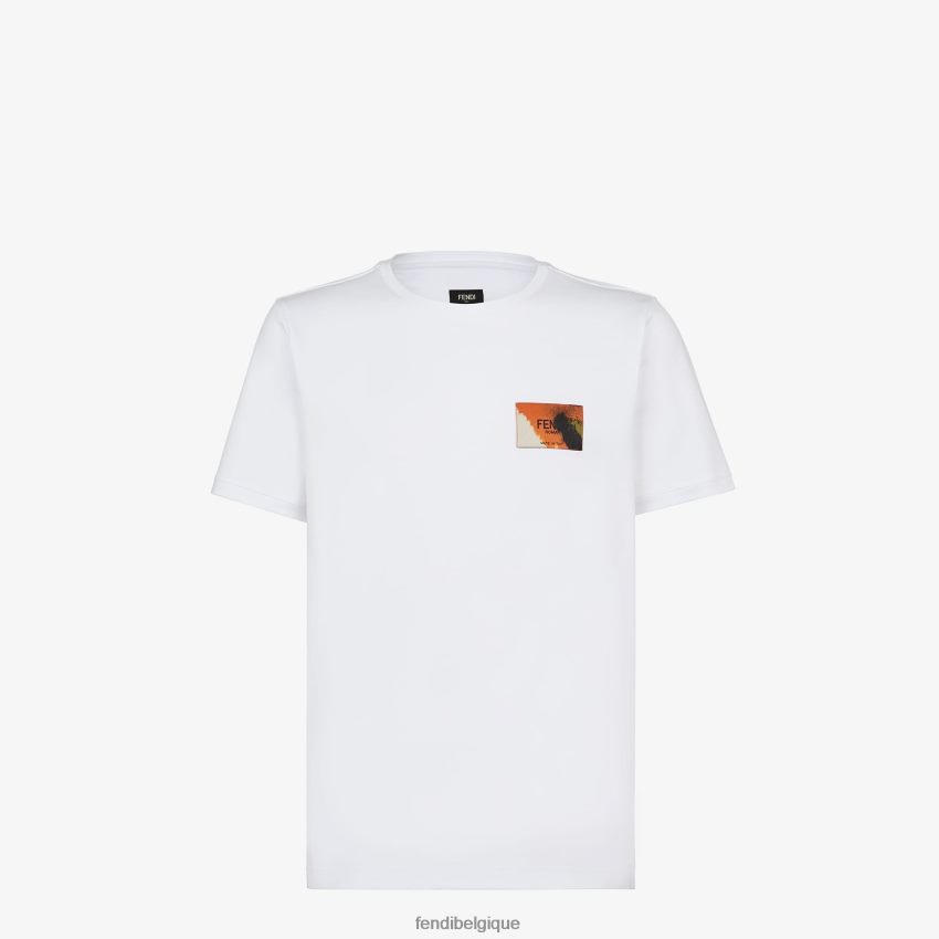 vêtements Fendi t-shirt en jersey blanc hommes 8X8J2J2006 Fendi Belgique