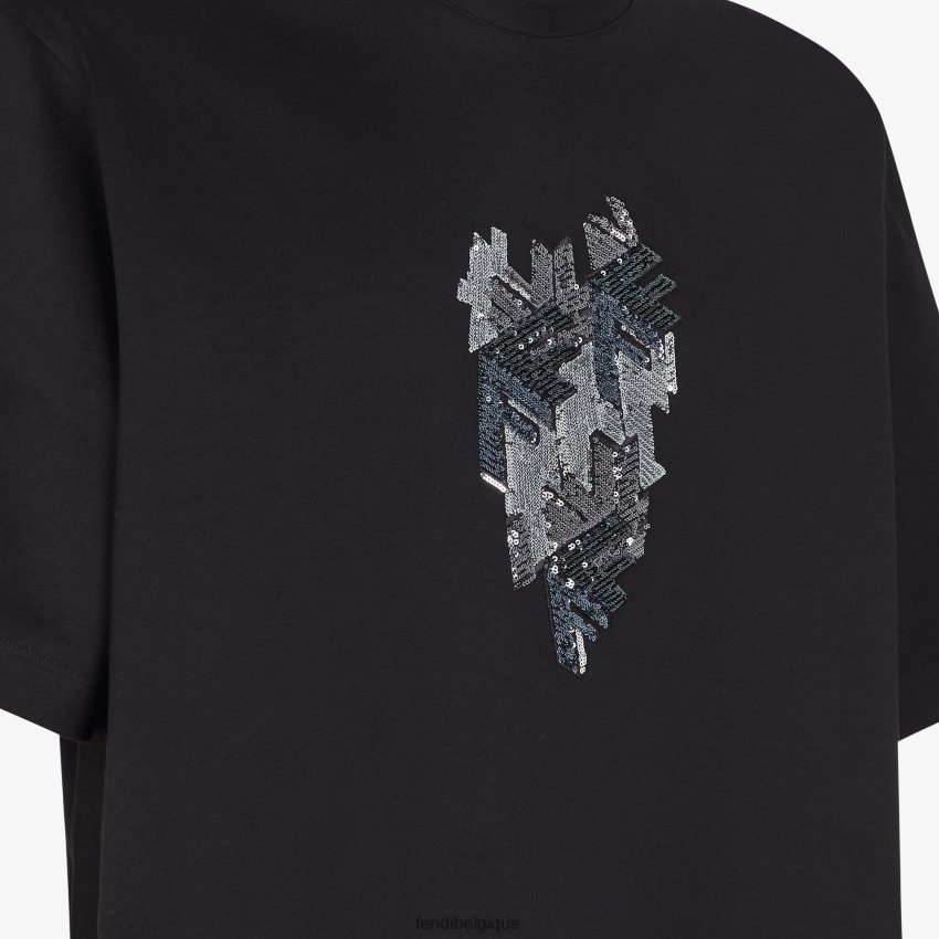 vêtements Fendi t-shirt en jersey noir hommes 8X8J2J1970 Fendi Belgique