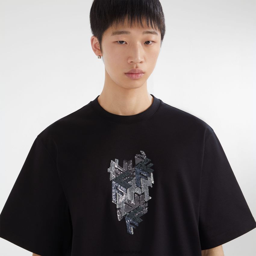vêtements Fendi t-shirt en jersey noir hommes 8X8J2J1970 Fendi Belgique
