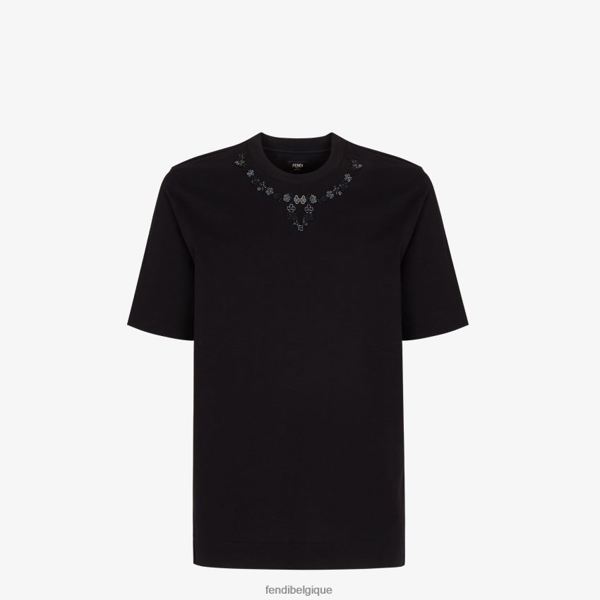 vêtements Fendi t-shirt en jersey noir hommes 8X8J2J2052 Fendi Lunette De Soleil