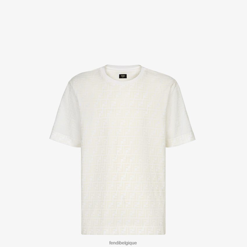vêtements Fendi t-shirt en piqué blanc hommes 8X8J2J1938 Fendi Lunette De Soleil