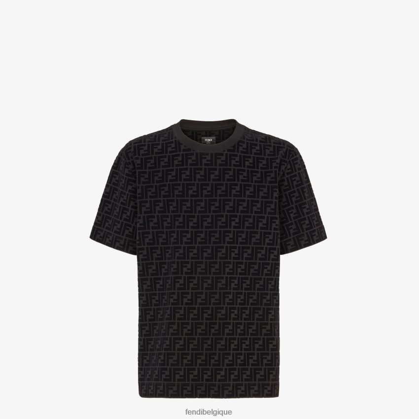 vêtements Fendi t-shirt en piqué noir hommes 8X8J2J1988 Fendi Belgique