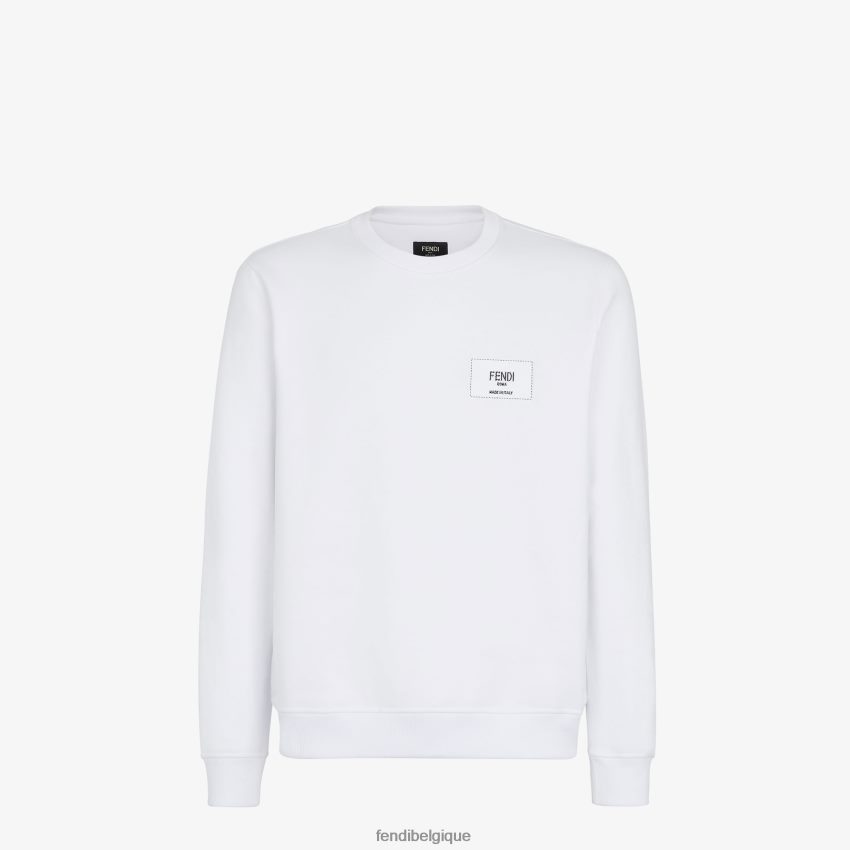 vêtements Fendi sweat-shirt en coton blanc hommes 8X8J2J2142 Fendi Lunette De Soleil