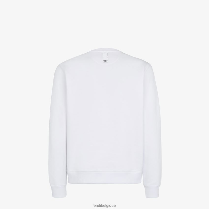 vêtements Fendi sweat-shirt en coton blanc hommes 8X8J2J2142 Fendi Lunette De Soleil