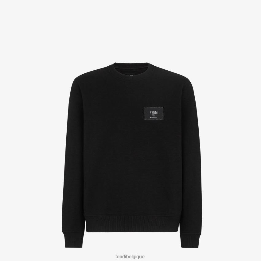 vêtements Fendi sweat-shirt en coton noir hommes 8X8J2J2141 Fendi Belgique