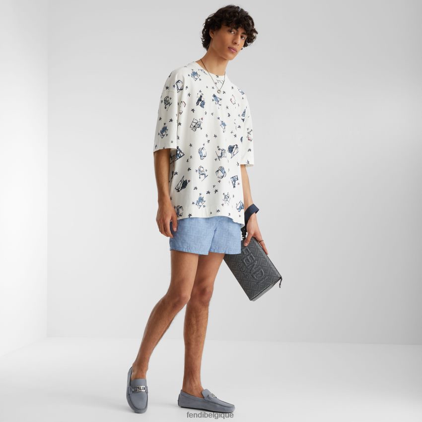 vêtements Fendi short en nylon bleu hommes 8X8J2J1942 Fendi Sac