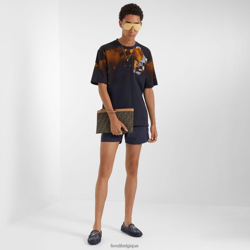 vêtements Fendi short en nylon bleu hommes 8X8J2J2027 Fendi Belgique