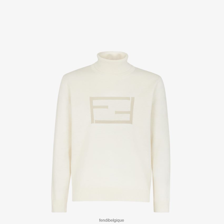 vêtements Fendi col roulé en laine blanc hommes 8X8J2J2093 Fendi Belgique