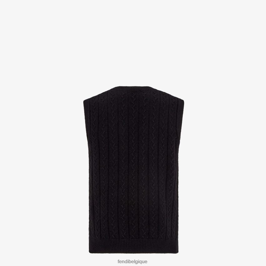 vêtements Fendi gilet en cachemire noir hommes 8X8J2J2067 Fendi Lunette De Soleil
