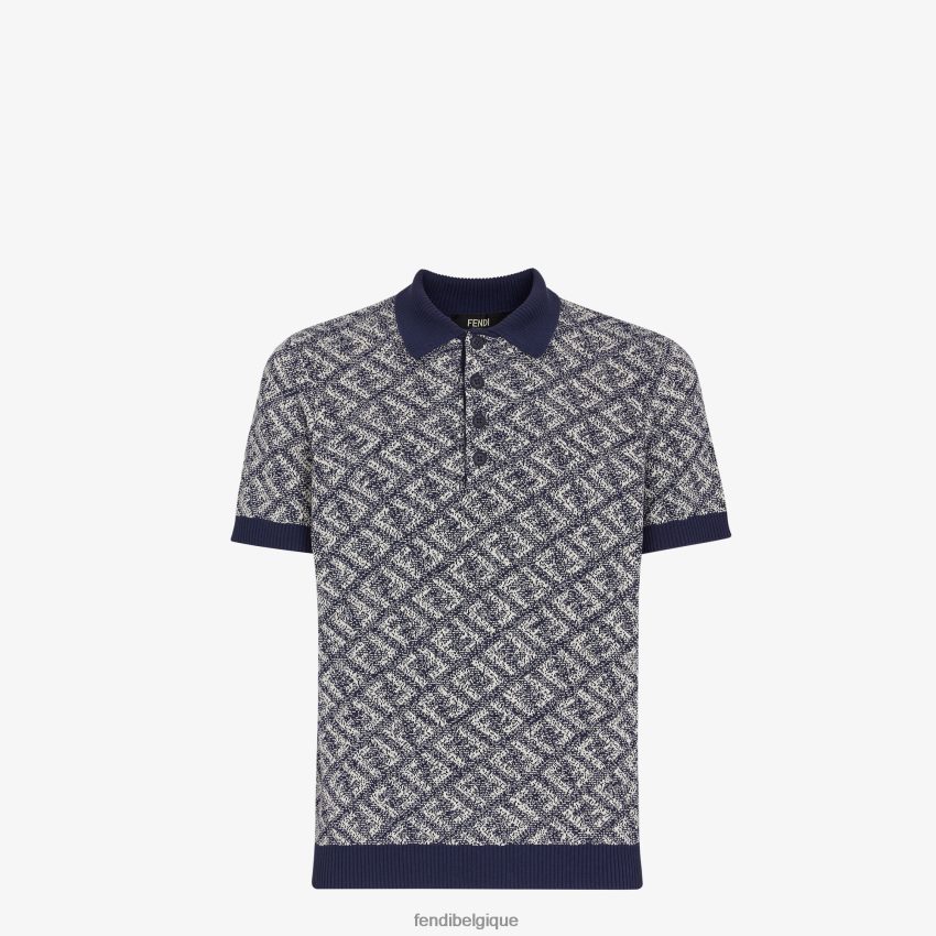 vêtements Fendi polo en coton bleu hommes 8X8J2J2033 Fendi Belgique