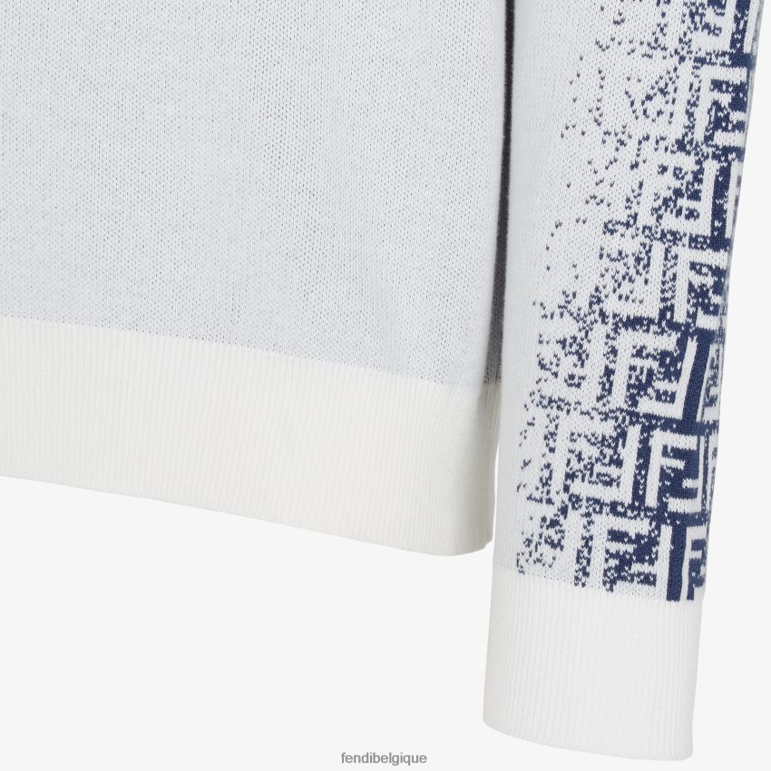 vêtements Fendi pull en coton blanc hommes 8X8J2J2034 Fendi Lunette De Soleil