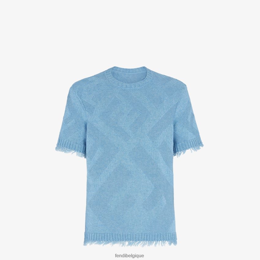 vêtements Fendi pull en coton bleu clair hommes 8X8J2J2029 Fendi Sac