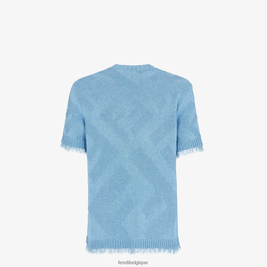 vêtements Fendi pull en coton bleu clair hommes 8X8J2J2029 Fendi Sac