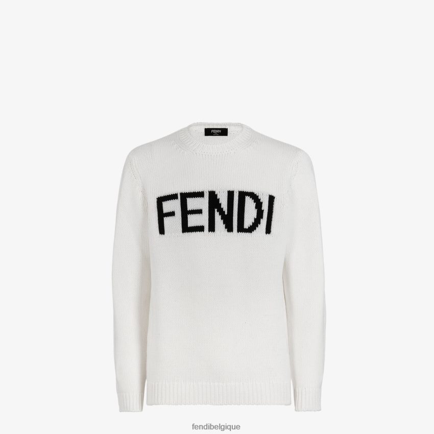 vêtements Fendi pull en laine blanc hommes 8X8J2J2167 Fendi Sac