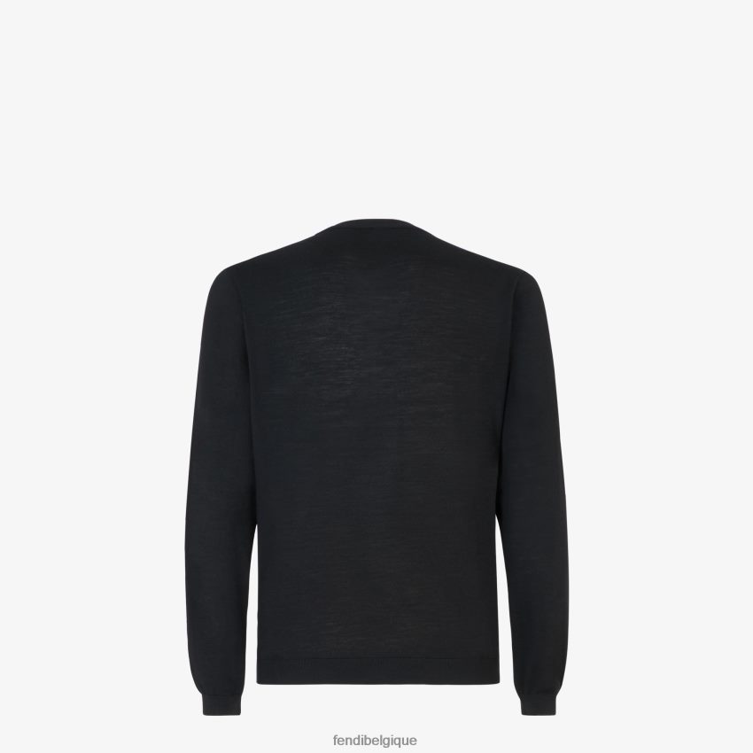 vêtements Fendi pull en laine noir hommes 8X8J2J1987 Fendi Sac