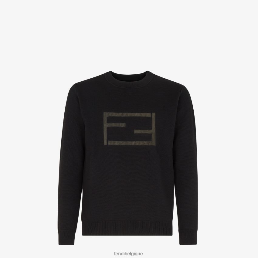 vêtements Fendi pull en laine noir hommes 8X8J2J2102 Fendi Belgique