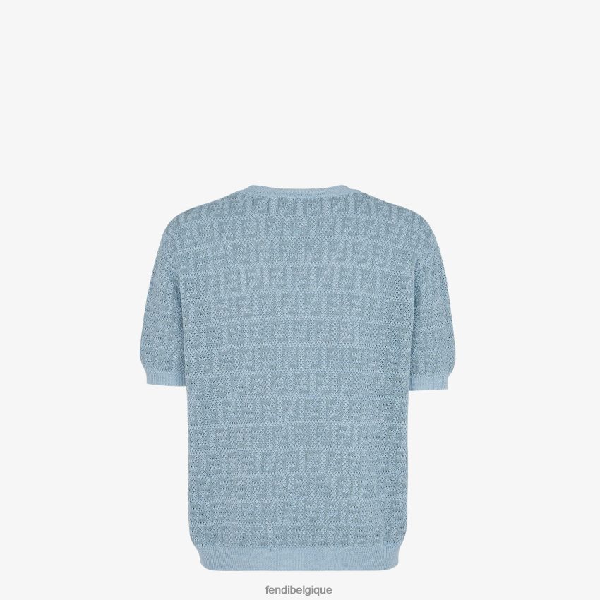 vêtements Fendi pull en lin, coton et soie bleu clair hommes 8X8J2J1909 Fendi Sac