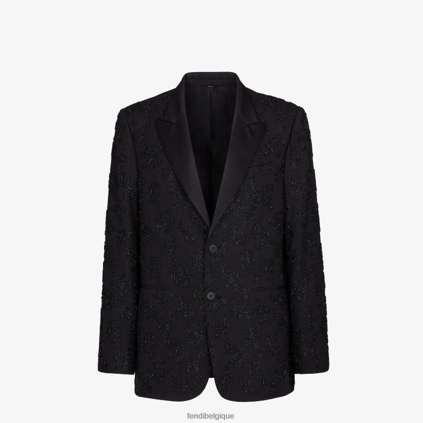 vêtements Fendi blazer en laine et soie noir hommes 8X8J2J2082 Fendi Lunette De Soleil