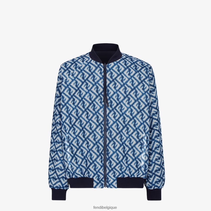vêtements Fendi blouson aviateur en nylon bleu hommes 8X8J2J2018 Fendi Belgique