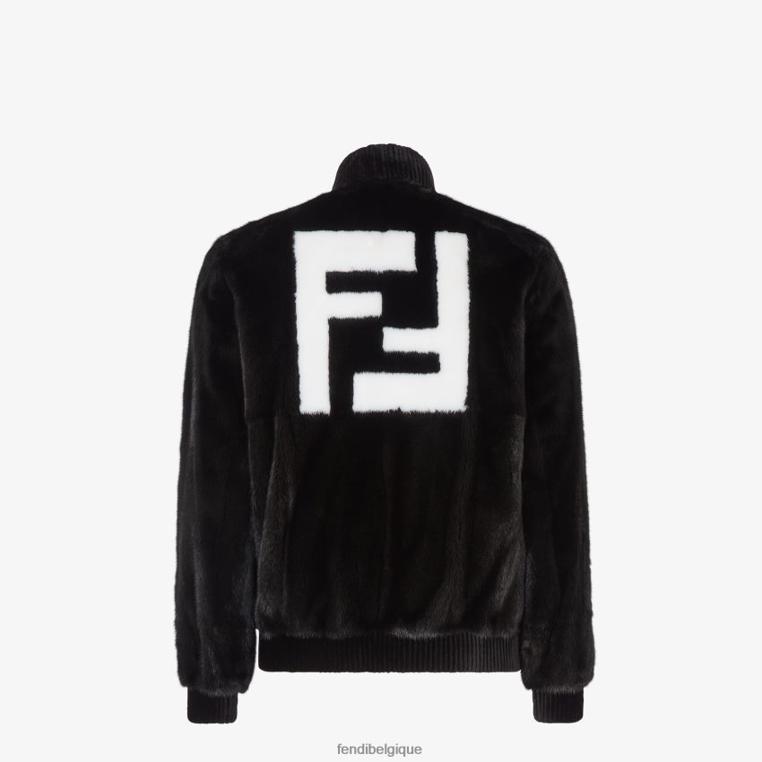 vêtements Fendi bombardier de vison noir hommes 8X8J2J2215 Fendi Sac
