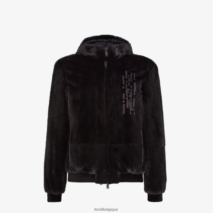 vêtements Fendi veste de vison noir hommes 8X8J2J2205 Fendi Lunette De Soleil