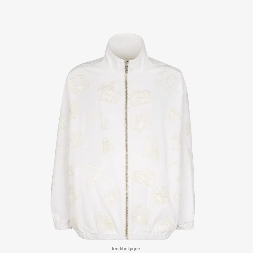 vêtements Fendi veste en coton blanc hommes 8X8J2J1939 Fendi Sac