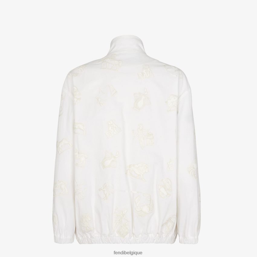 vêtements Fendi veste en coton blanc hommes 8X8J2J1939 Fendi Sac