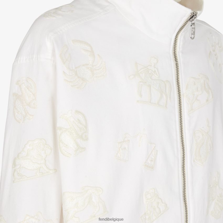 vêtements Fendi veste en coton blanc hommes 8X8J2J1939 Fendi Sac