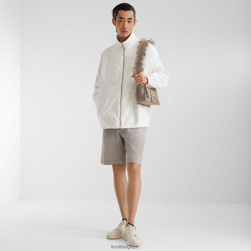 vêtements Fendi veste en coton blanc hommes 8X8J2J1939 Fendi Sac