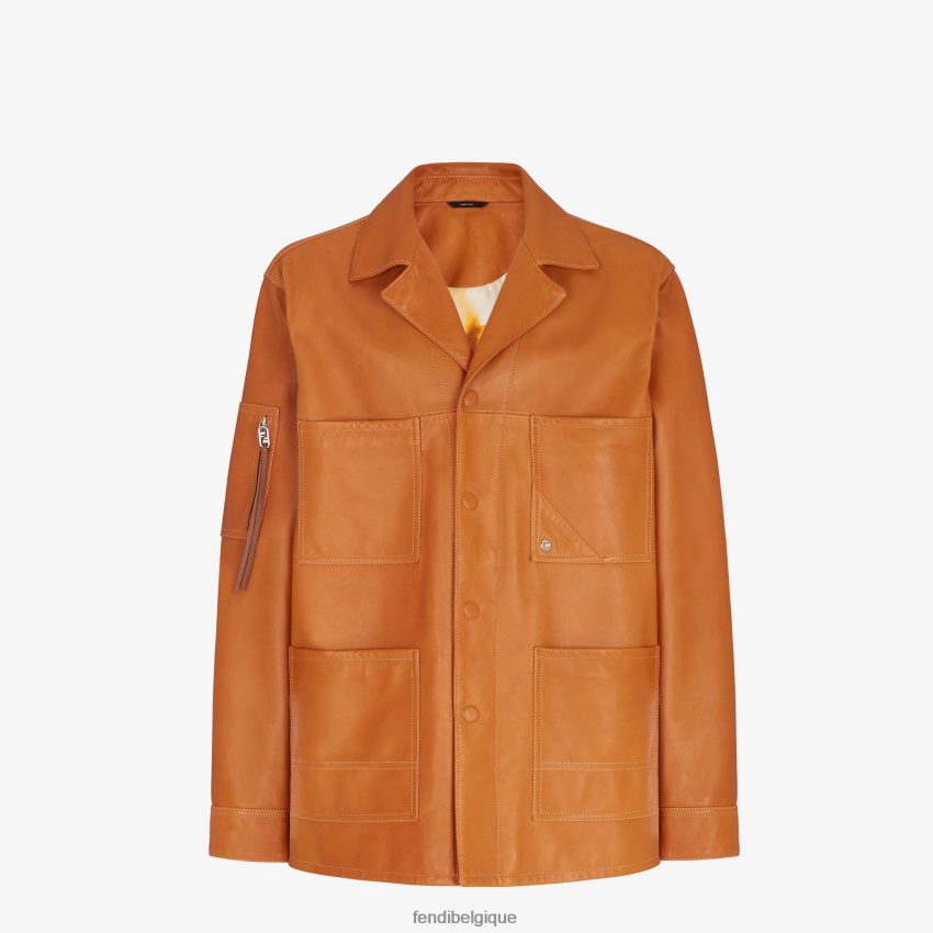 vêtements Fendi veste en cuir brun hommes 8X8J2J2064 Fendi Lunette De Soleil