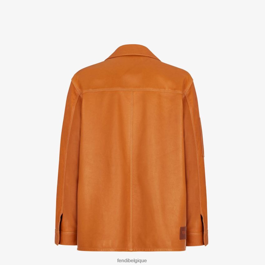 vêtements Fendi veste en cuir brun hommes 8X8J2J2064 Fendi Lunette De Soleil