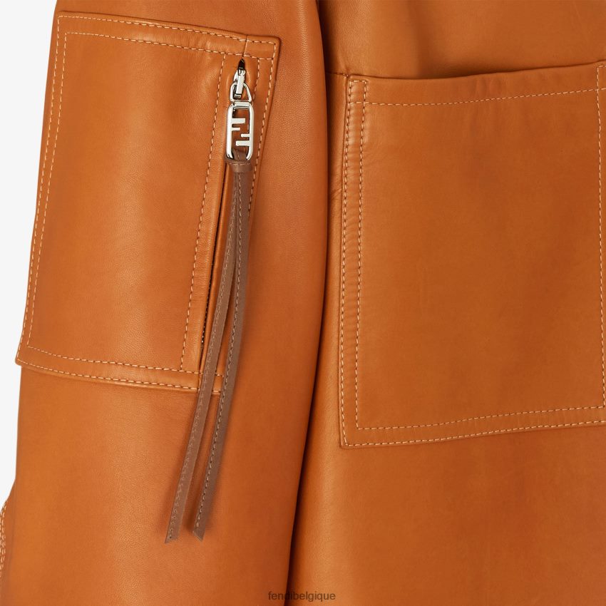 vêtements Fendi veste en cuir brun hommes 8X8J2J2064 Fendi Lunette De Soleil