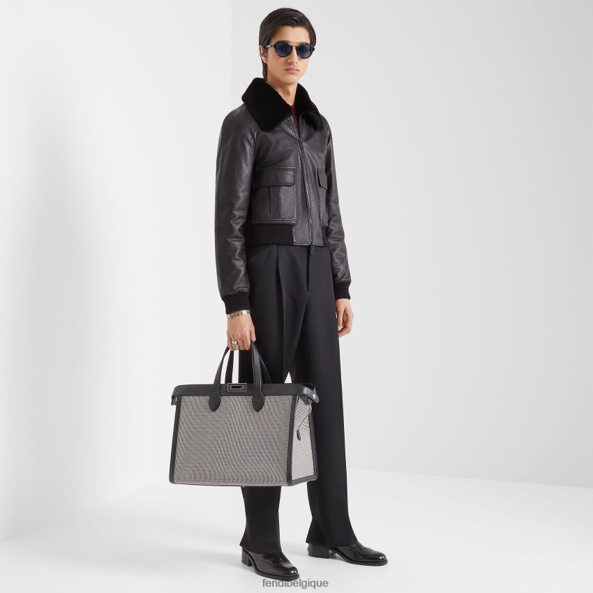 vêtements Fendi veste en cuir noir hommes 8X8J2J2197 Fendi Sac