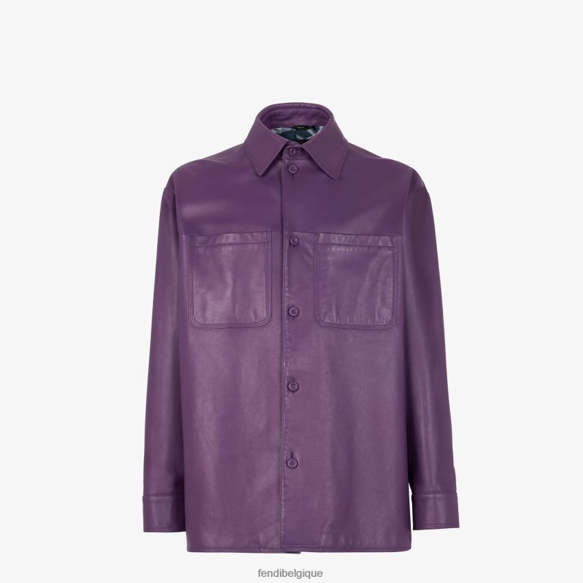 vêtements Fendi veste en cuir plongé violet hommes 8X8J2J1974 Fendi Lunette De Soleil