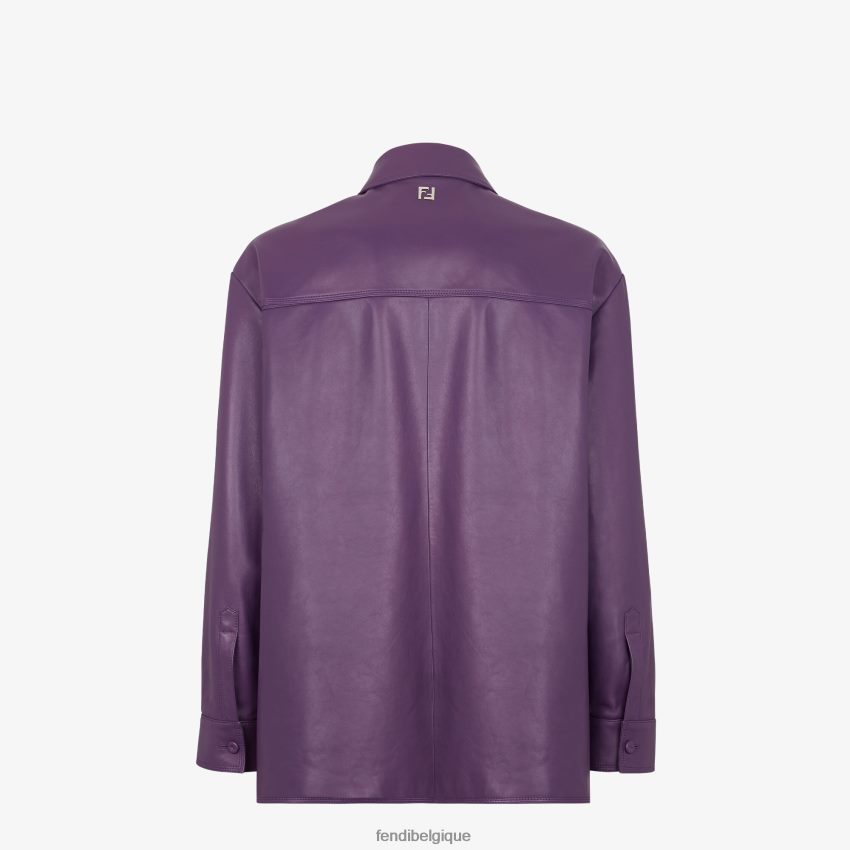 vêtements Fendi veste en cuir plongé violet hommes 8X8J2J1974 Fendi Lunette De Soleil