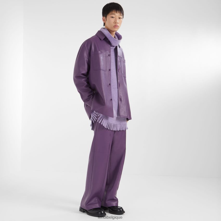 vêtements Fendi veste en cuir plongé violet hommes 8X8J2J1974 Fendi Lunette De Soleil