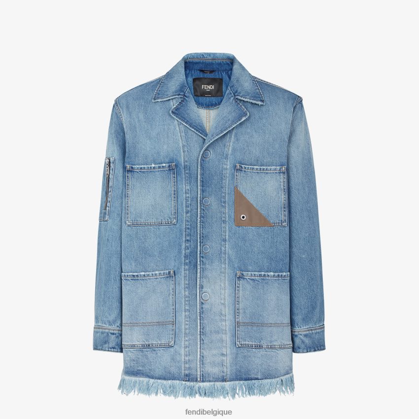 vêtements Fendi veste en jean bleu hommes 8X8J2J2020 Fendi Sac