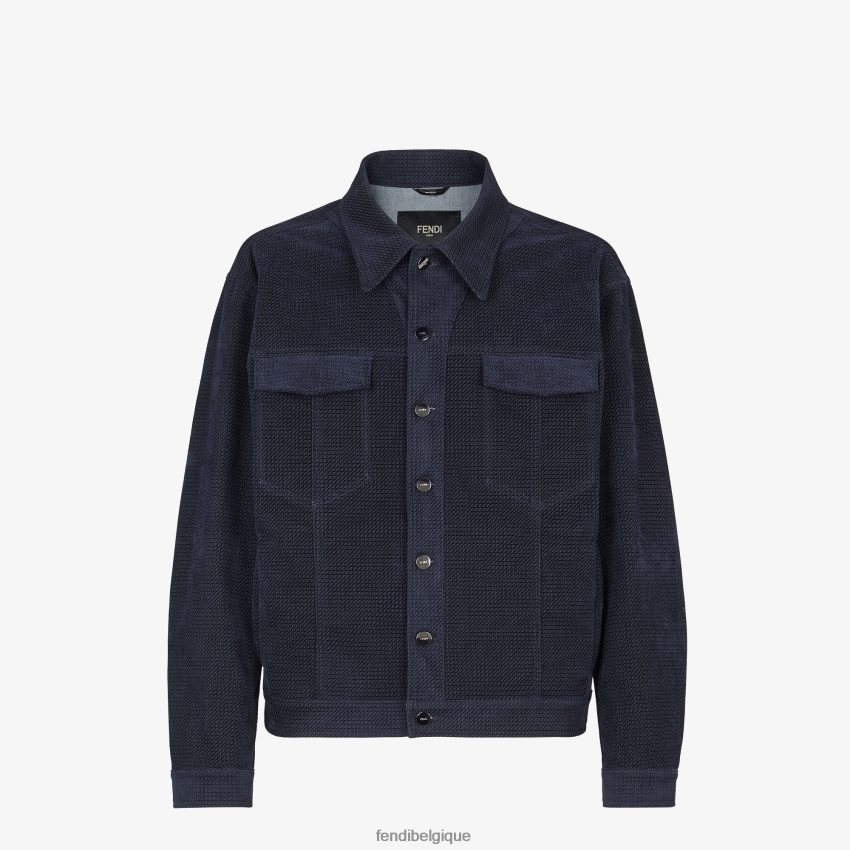 vêtements Fendi veste en jean bleu hommes 8X8J2J2165 Fendi Belgique