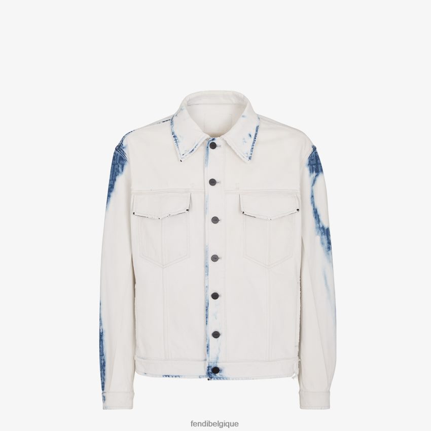 vêtements Fendi veste en jean décoloré bleu hommes 8X8J2J2023 Fendi Sac