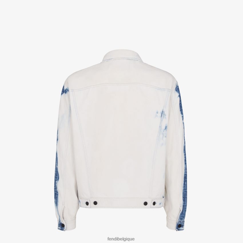 vêtements Fendi veste en jean décoloré bleu hommes 8X8J2J2023 Fendi Sac