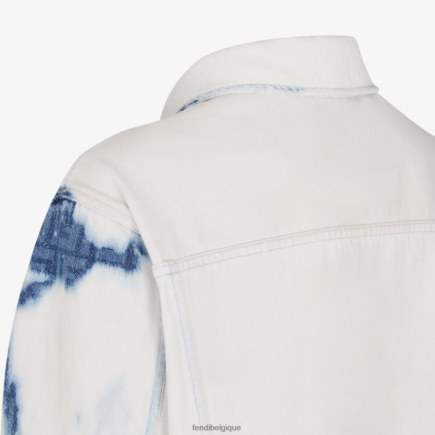 vêtements Fendi veste en jean décoloré bleu hommes 8X8J2J2023 Fendi Sac