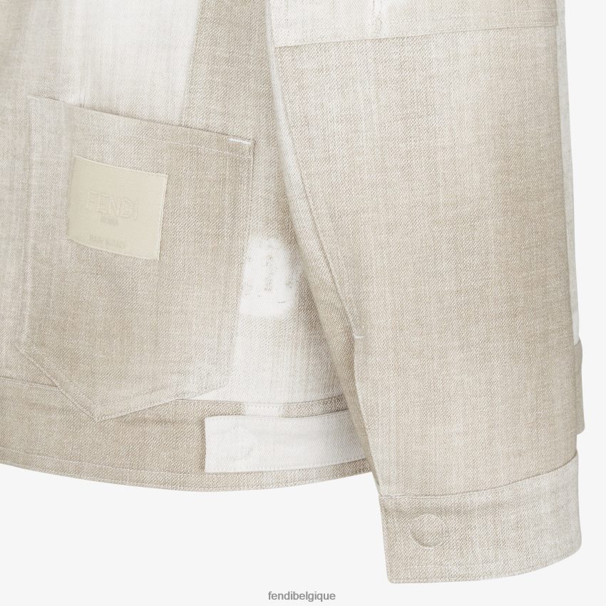 vêtements Fendi veste en jean imprimée beige hommes 8X8J2J2001 Fendi Lunette De Soleil