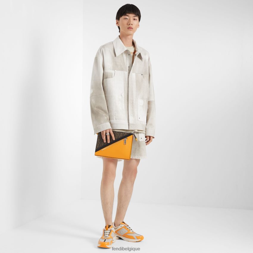 vêtements Fendi veste en jean imprimée beige hommes 8X8J2J2001 Fendi Lunette De Soleil