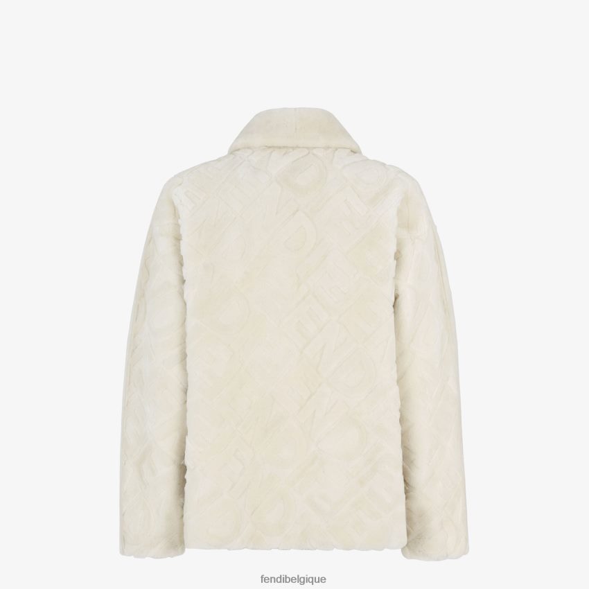 vêtements Fendi veste en peau de mouton blanc hommes 8X8J2J2128 Fendi Sac